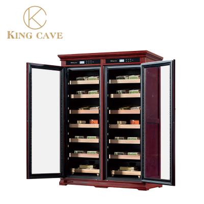 China Double Door Humidor Cabinet Cigar Cooler With Humidity Control for sale