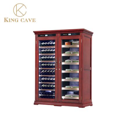 China Lockable Dual Zone Wood Frame Electric Wine Cooler Cigar Humidor Cabinet for sale