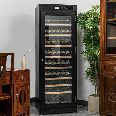 China Refrigerador de vino de madera negra de varias capas con control de temperatura inteligente en venta