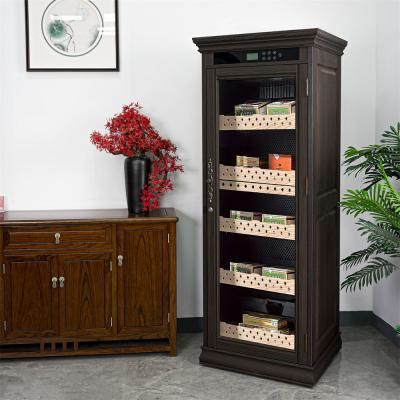 China Smart Digital Touch Control Dark Brown Wood Electric Cigar Cooler Cabinet for sale