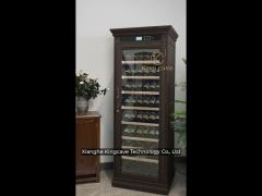 freestanding dark brown wooden frame wine cooler cabinet with locker