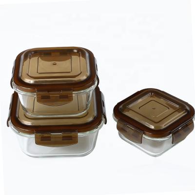 China Freshness Preservation Food Container Set Glass Food Container With Lid Glass Food Bottle Container Glass for sale