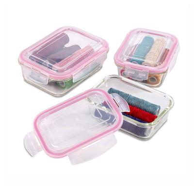 China Freshness Preservation Factory Supply Rectangle Food Storage Container Set Pyrex Glass Food Container With Airtight Lid for sale