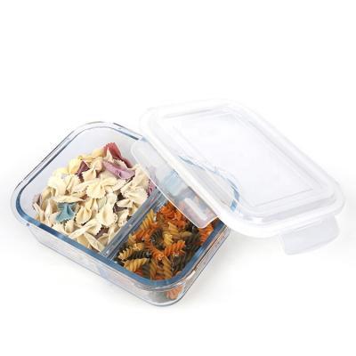 China Hot Selling Freshness Keeping Compartment Oven Safe Glass Food Storage Container Set for sale