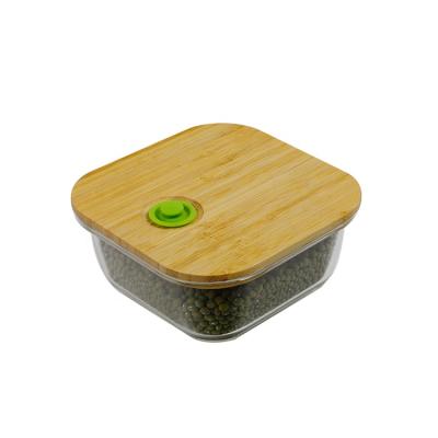 China Microwavable Lid Bamboo Glass Food Storage Container Take Out Food Container for sale