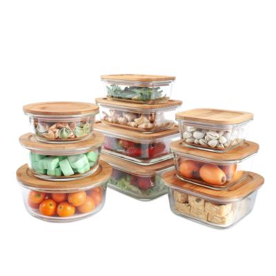 China Freshness Preservation Wholesale Storage Glass Jar With Lid Glass Food Container Bamboo Kitchen Container for sale