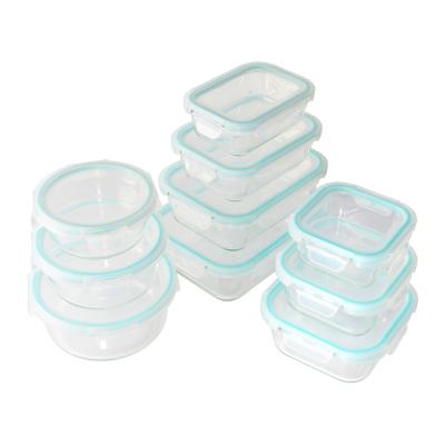 China Fresh-keeping Pyrex Glass Food Bowl Fresh-storing Rectangle / Round Lunch Storage Bowl With Airtight Lid for sale