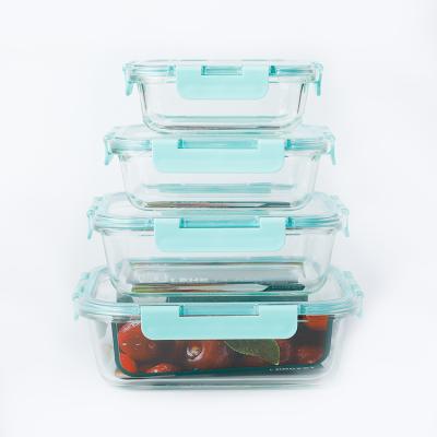 China Freshness Preservation High Borosilicate Glass Lunch Box Pyrex Rectangle Food Storage Container With Lid for sale