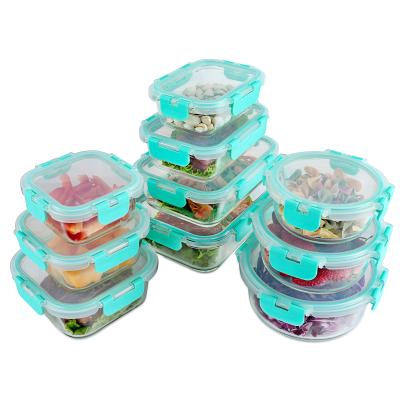 China Freshness Preservation Lunch Bento Boxes Transparent Square Food Container Pyrex Glass Airtight With Airtight Plastic Lid for sale