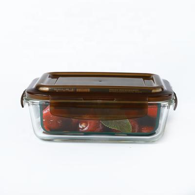 China Freshness Keeping Custom Bento Lunch Boxes Glass Food Airtight Glass Container With Lid Plastic Wholesale for sale