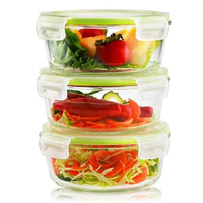 China Professionally Made Microwavable Heating Round Glass Food Container Fresh Preservation Glass Bowl for sale