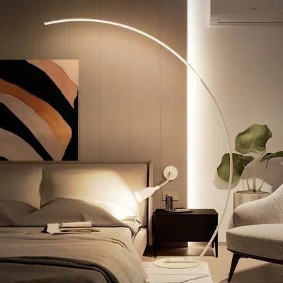 China 2021 Wholesale Luxury Nordic Modern Decor Factory Custom Color Corner Standing LED Lighting Indoor Halo Light Floor Lamp for sale