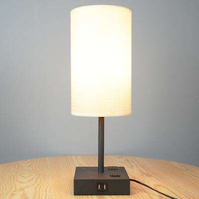 China Modern Bedside Table Lamp Iron Base With Fabric Lampshade For Hotel Bedroom for sale