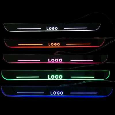 China Custom Colorful Car LED Welcome Pedal Light Colorful Acrylic LED Car USB Door Sill Plate Die-Casting Aluminum Housing Mobile Welcome Pedal for sale