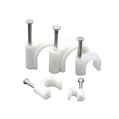 China Plastic Cable Management Factory PE Electrical Wire Wall Nails Clamp Rope Tie Holder Circle Cable Clamps for sale