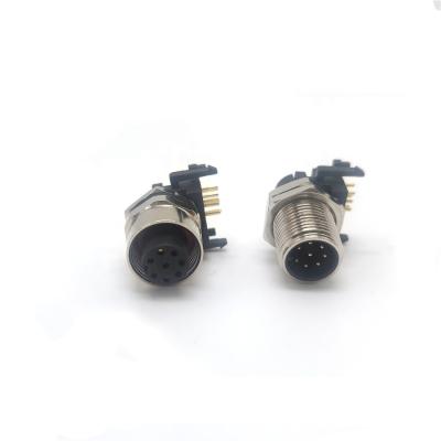 China High quality power M12 8pin male and female panel mount m12 connector for pcb for sale