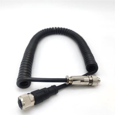 China Power OEM ODM IP 67 Spiral Connection M12 Screw Male To Female 4pin TPU Coil Cable Connector for sale