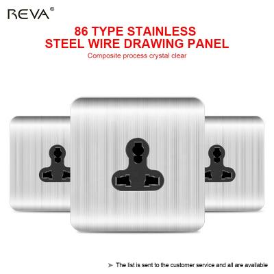 China Three-hole 13a multi-function residential/general-purpose socket reva multi-function residential/multi-purpose socket international universal gray EU UK panel stainless steel switch socket for sale