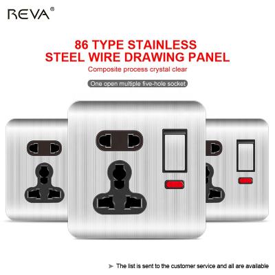 China 13a Residential/Multi-Purpose European International Universal Switch Stainless Steel Panel British Hong Kong, Macau and Taiwan USB Silver Gray for sale