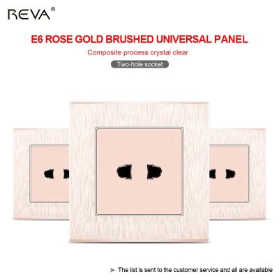 China Philippines Four-hole South-East Asia Two-hole Socket REVA10A Multifunctional Gold Brushed Black Gold Electrical Switch for sale