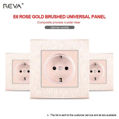 China Gold Black French-German Power Style 16A Switch Panel REVA Air Conditioner Residential/Multi-Purpose European Type 86 Lamp Socket for sale