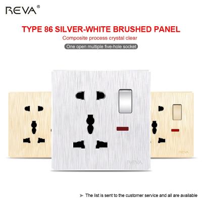 China 13a Hong Kong Version Multi-Function Panel Five-Hole Household Multi-Function Household/Multi-Purpose Household Gold Switch Light Silver Socket 13a Hong Kong Standard Electrical Lightweight Socket for sale