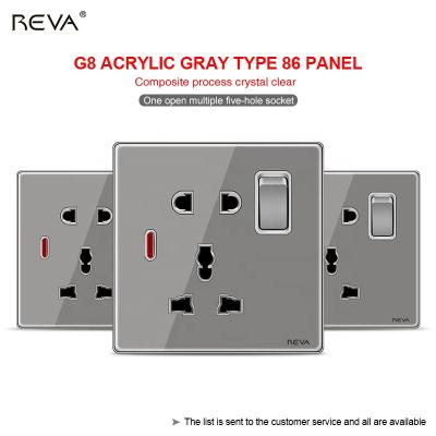 China Acrylic gray household Hong Kong reva universal multifunctional UK residential/multipurpose socket 13A, Macau and Taiwan switch panel for sale