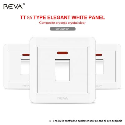 China 20A flame retardant plastic British air conditioning switch, lightweight curved frame, REVA Hong Kong water heater electrical panel, 32A switch for sale