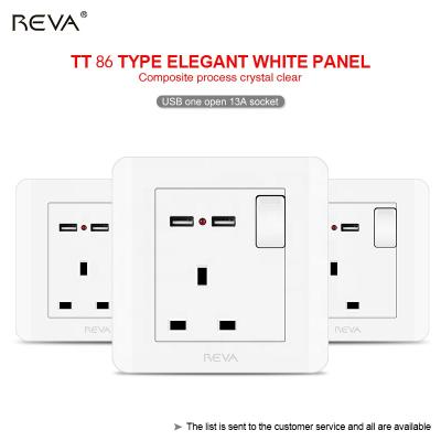 China British Standard 13A Residential/General Purpose Three Socket With White USB Mobile Phone Reva Hong Kong Taiwan EU Charging USB Charging Socket for sale