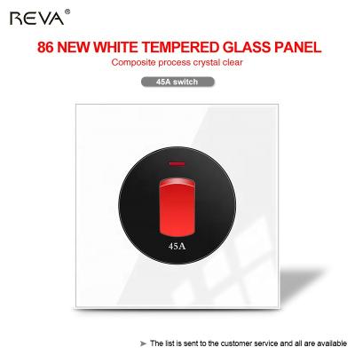 China GLASS Switch 45A Reva Panel Air Conditioning Air Conditioning Water Heater High Intensity Lamp Curved Double Cut Switch for sale