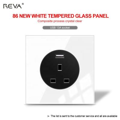 China Residential/Multi-Purpose USB Socket 13a Switch Panel REVA Hong Kong Power Supply Skewer EU Double-Row UK Charging Universal USB Socket for sale