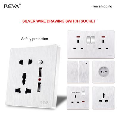 China UK universal usb socket panel reva13a hong kong large silver plate drawing France EU 16a high power switch 001 for sale