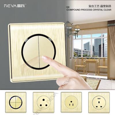 China Socket 13A Usb 20a Air Conditioner Switch Gold Single Control Rewa UK EU Touch Switch Round Led Indicator Switch 001 for sale