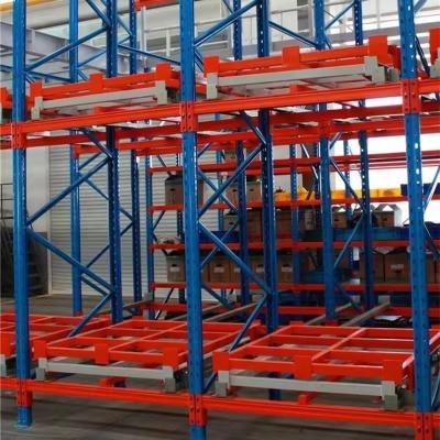 China 100-1000 Capacity Heavy Duty Push Back Racking System for Pallet Storage Optimization Te koop