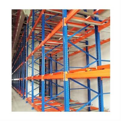 중국 Semi-closed Powder Coated Steel Push Back Pallet Racking With Trolley And Guide Rail 판매용