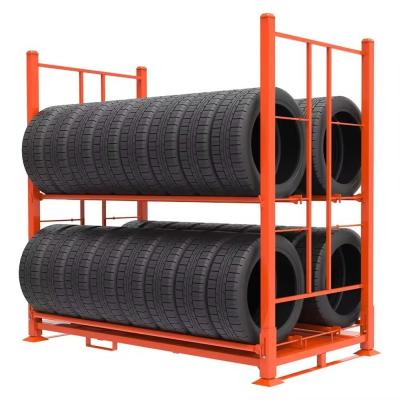 China Steel Foldable Powder Coated Durable Tyre Rack For Q235 Material Industrial Warehouse à venda