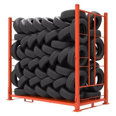 China 1500kg Truck Tires Lorry Tyres Foldable Steel Stacking Tyre Racks for sale