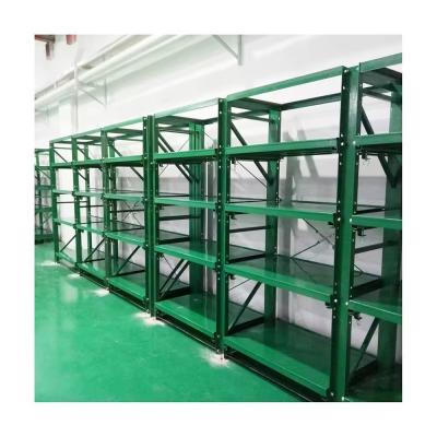 China Adjustable Mobility Warehouse Steel Drawer Type Mold Rack Heavy Duty Shelves With Crane Te koop