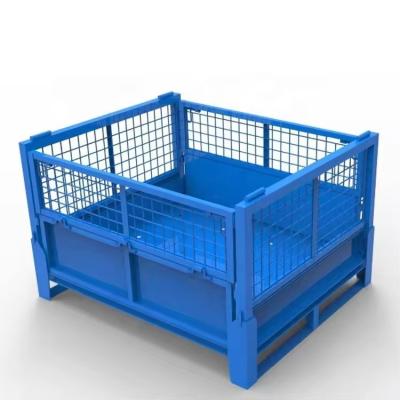 China 0.5-1.5t Pallet Container Stackable Foldable Powder Coating Stillage Storage Rack Box Te koop