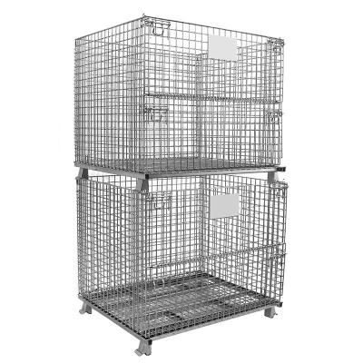 China 800*600*640 Metal Storage Cage Wire Mesh Cages for Warehouse Turnover Open or Closed Te koop