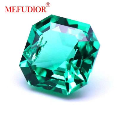 China Color Asscher Game or Fire Color Lab-Raised Diamond Cut Colombian Green Bare Stone for sale