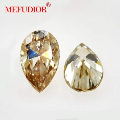 China Set or Fire Color Champagne Yellow Cultured Diamonds Drop 1-5CT Pear Shaped Shaped Can Be Customized For Wholesale Lab-Raised Diamonds for sale