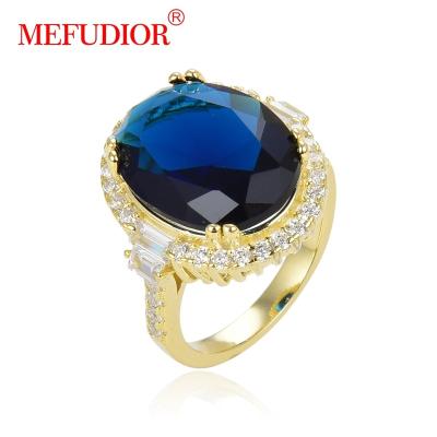 China Exquisite Vintage 925 Silver Rings Large Gemstone Party Granny Ring Jewelry Manufacturer for sale