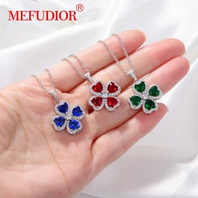 China CLASSIC four leaf clover huancai design colorful 925 sterling silver custom necklace jewelry for sale