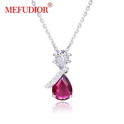 China Big 925 CLASSIC Luxury Silver Teardrop Design Zircon CZ Diamond Women's Trendy Necklaces for sale