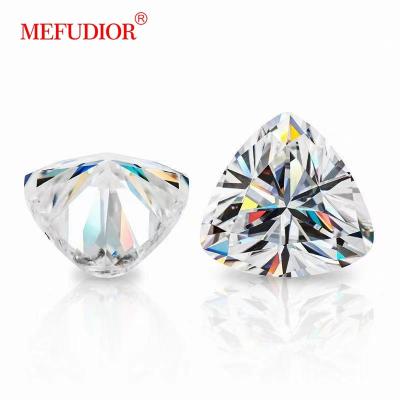 China Wholesale play or fire white color loose moissanite D diamond curved trillion VVS1 diamond factory price cut gemstone 6x6mm-10x10mm for sale