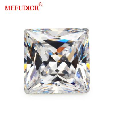 China Pure white color game or fire princess cut moissanite diamond stone for jewelry making ring necklace earring for sale