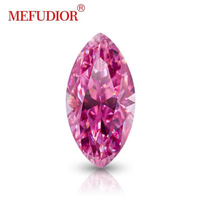 China Lab grown Marquise Cut synthetic moissanite diamondloose colored stone 0.05-3ct color game pink or fire color with certificate for sale