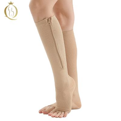 China Pregnant Running Medical Nurse Compression Breathable Knee High Socks Athletic With Zipper FOR Women Men for sale