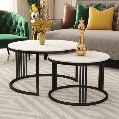 China Extendable Luxury Coffee Table Sets Modern Style Center Table Marble Coffee Tables With Stainless Steel Leg for sale